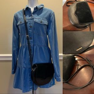 Rebecca Minkoff Black Leather Suede Crossbody Bag